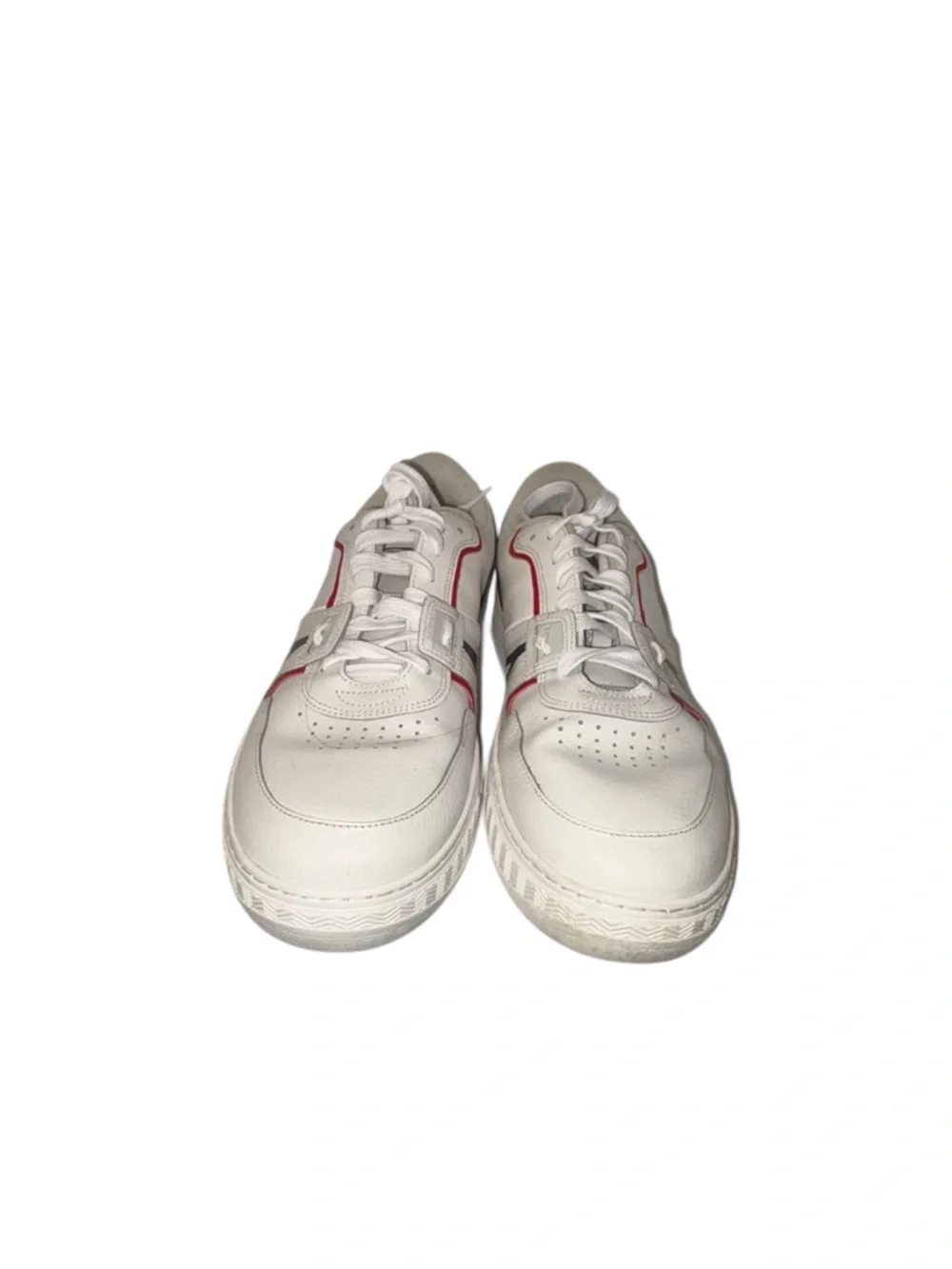 Lacoste Men’s White Leather Sneakers Red Blue Accent Lace Up Shoes Size 13